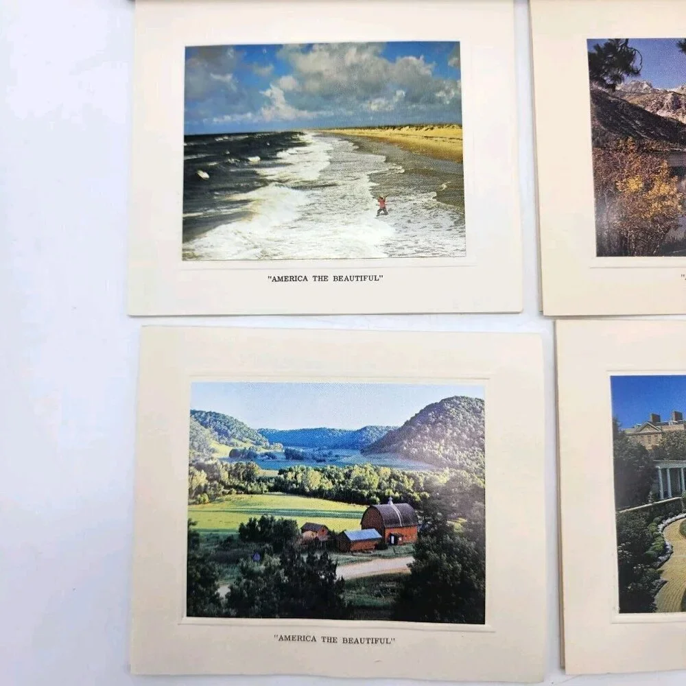Vintage America The Beautiful 10 Embossed Color Photo Blank Note Cards Envelopes